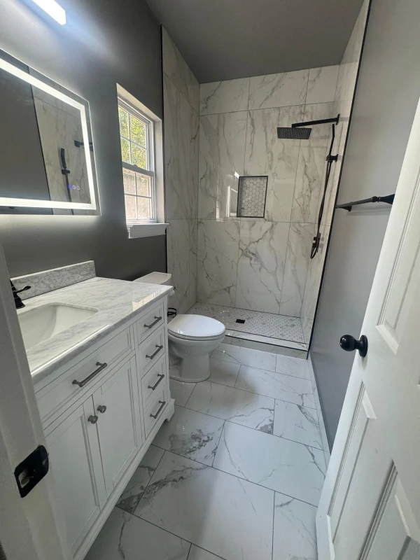 Luxury marble bathroom remodel in Charlotte NC