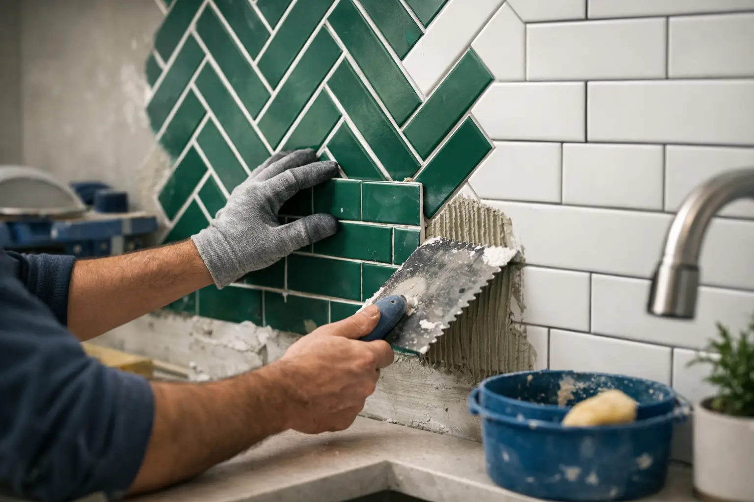 Kitchen tile backsplash installation in Charlotte NC