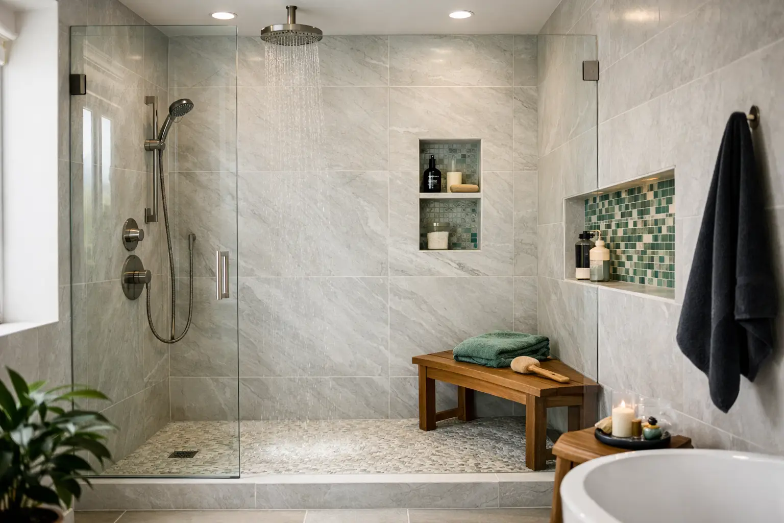 Walk-in shower upgrade for Charlotte bathroom remodeling