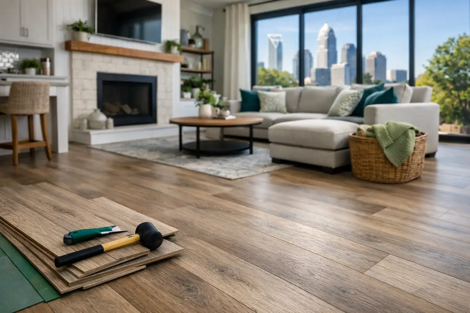 Luxury vinyl plank flooring installation in Charlotte NC